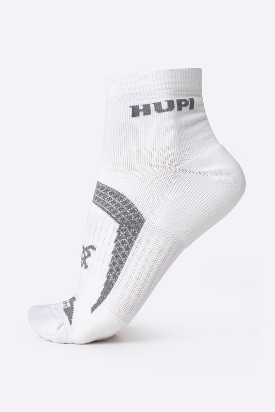 Meia HUPI Running Pro Prime Branco e Cinza