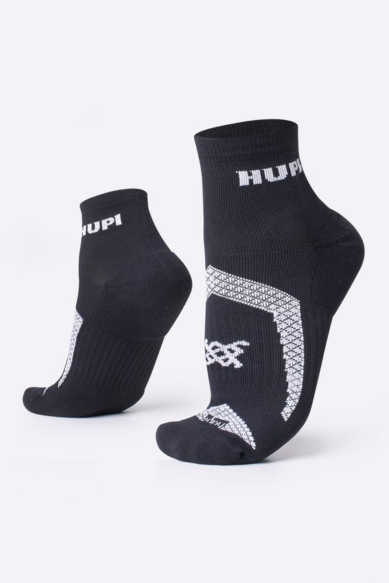 Meia HUPI Running Pro Prime Preto e Branco - LT para pés menores 34-38