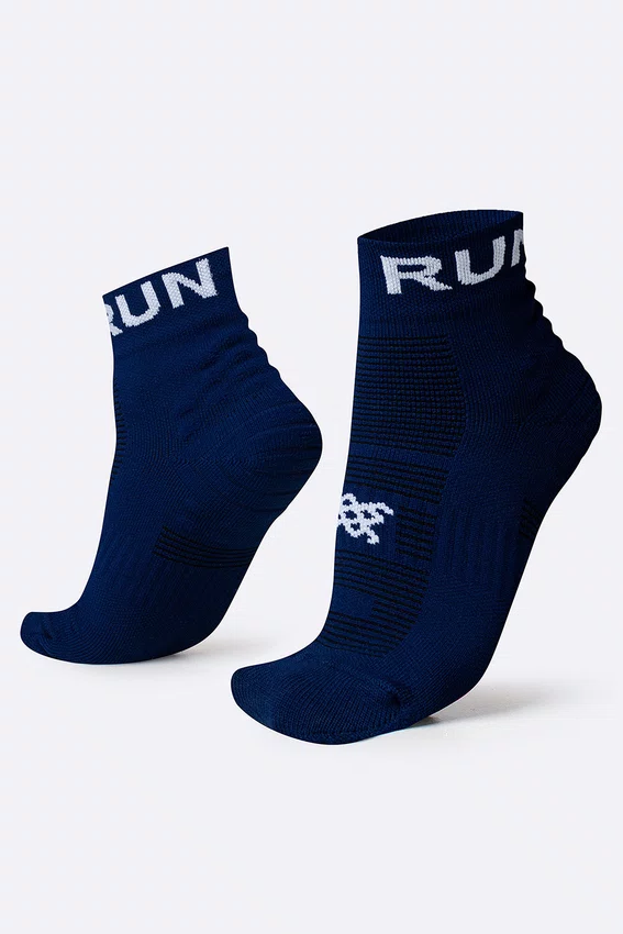 Meia Curta para Corrida HUPI Running Pro Run Azul Marinho