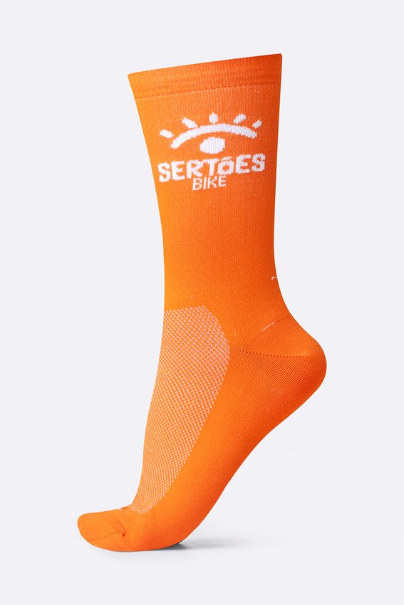 Meia HUPI Sertões Cano Médio Laranja e Branco