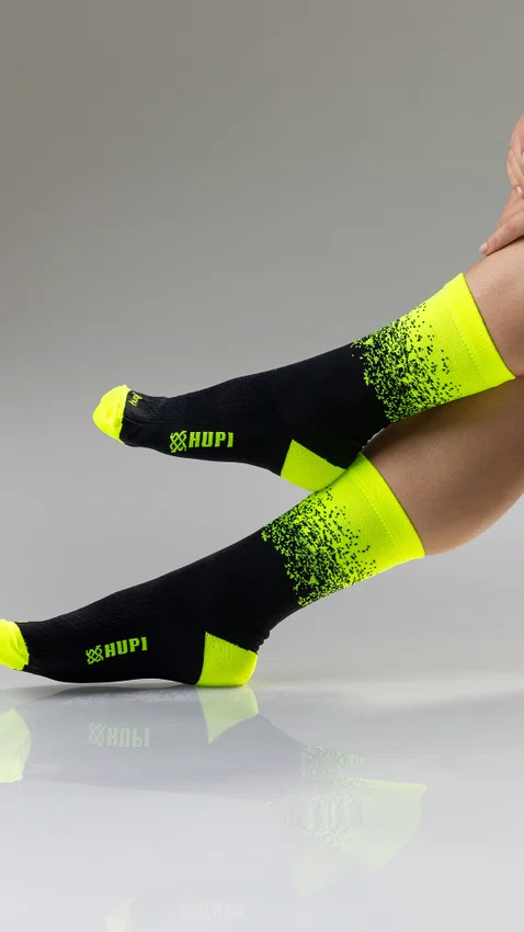 Meia HUPI Splash Amarelo Neon/Preto