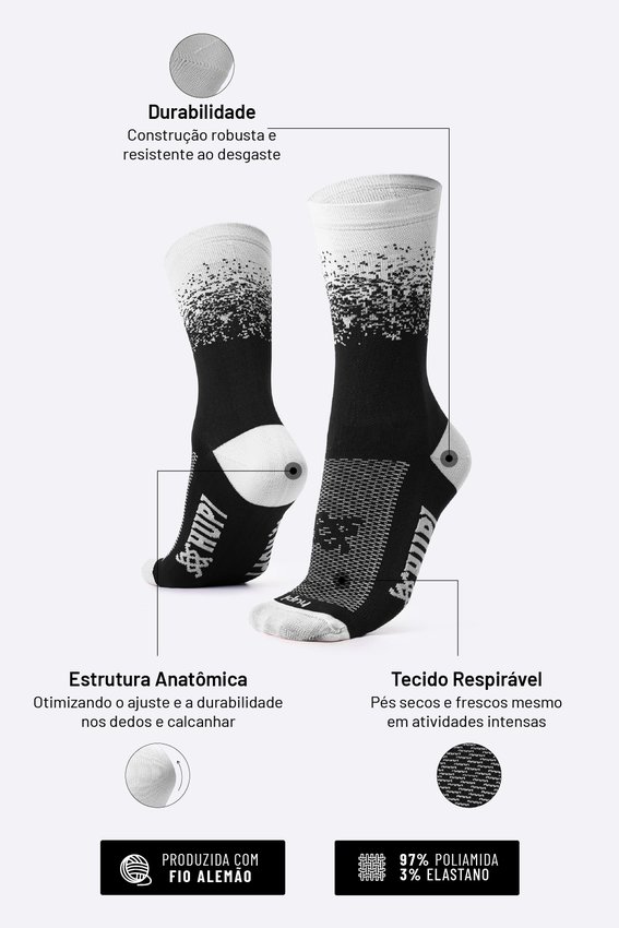 Meia HUPI Splash Preto/Branco