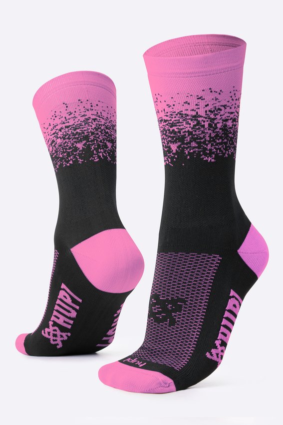 Meia HUPI Splash Preto e Rosa - LT para pés menores 34-38
