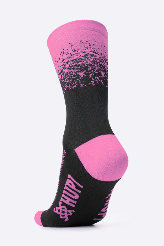 Meia HUPI Splash Preto e Rosa - LT para pés menores 34-38