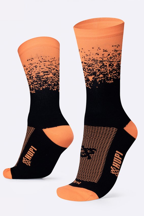 Meia HUPI Splash Preto/Laranja Neon