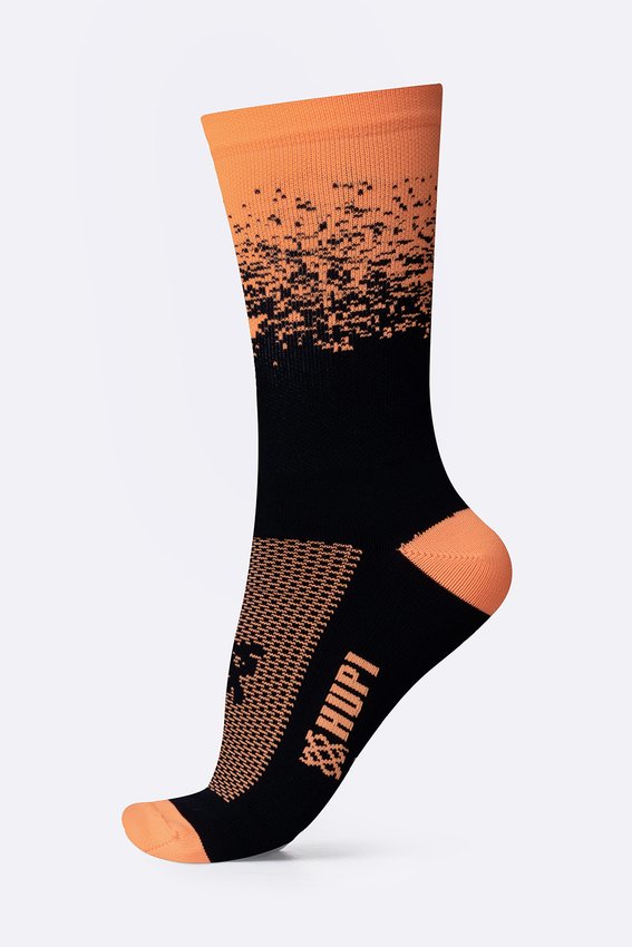 Meia HUPI Splash Preto/Laranja Neon