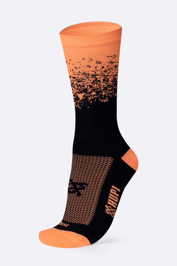 Meia HUPI Splash Preto/Laranja Neon