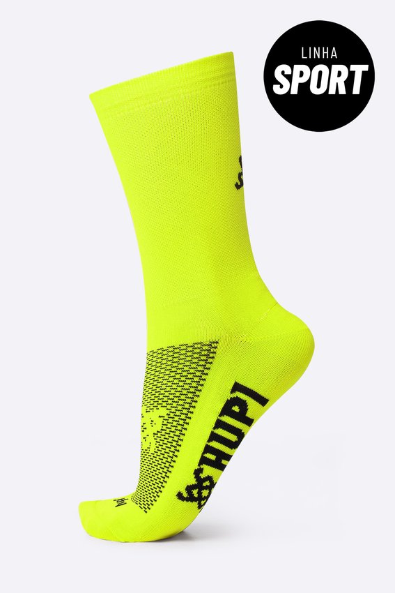 Meia HUPI Sport Amarelo Neon Liso
