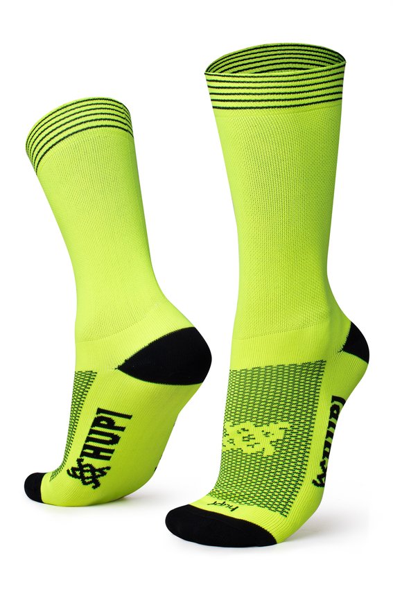 Meia HUPI Supreme Amarelo Neon Listra Preta