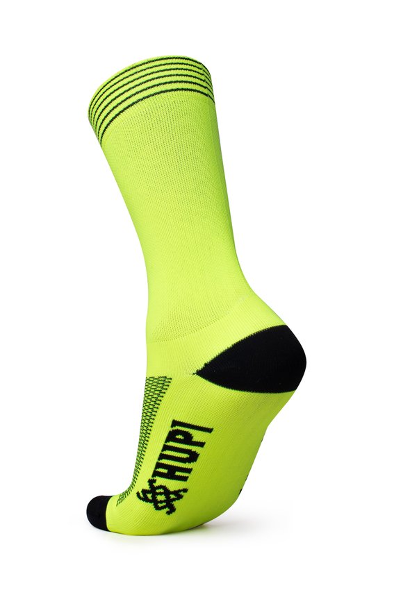 Meia HUPI Supreme Amarelo Neon Listra Preta