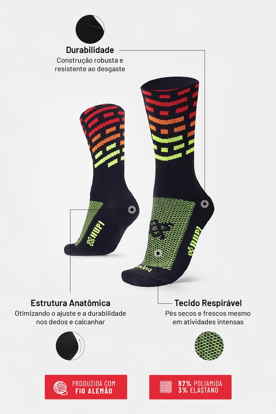 Meia HUPI Triplo Colors Preto