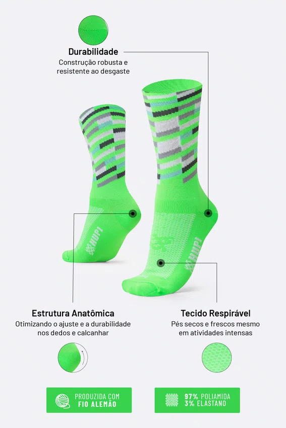 Meia HUPI Triplo Colors Verde