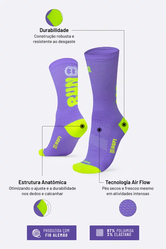 Meia HUPI Yes Run - LT para pés menores 34-38