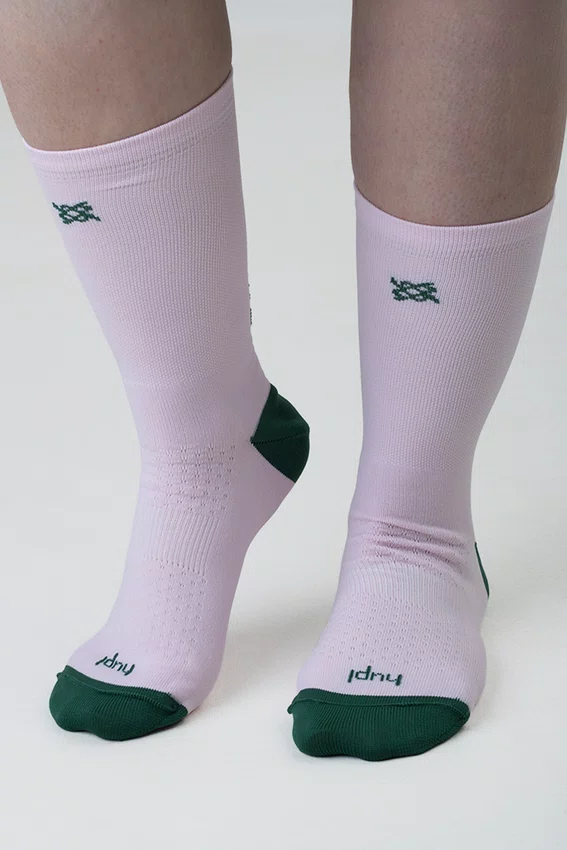 Meia HUPI Zen Pace Rosa e Verde - LT para pés menores 34-38