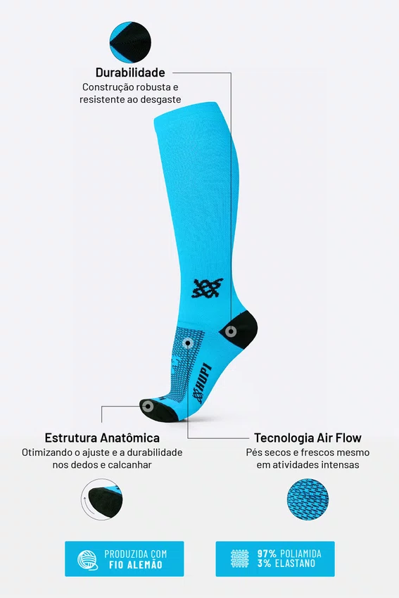 Meia Longa HUPI Lisa Azul