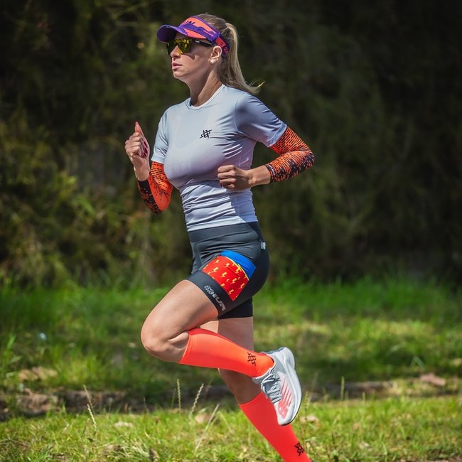Meia Longa HUPI Lisa Laranja Neon