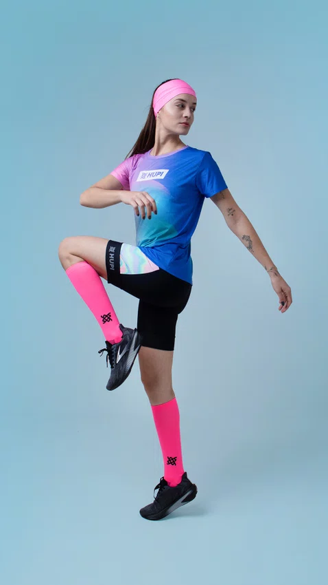 Meia Longa HUPI Lisa Rosa Neon