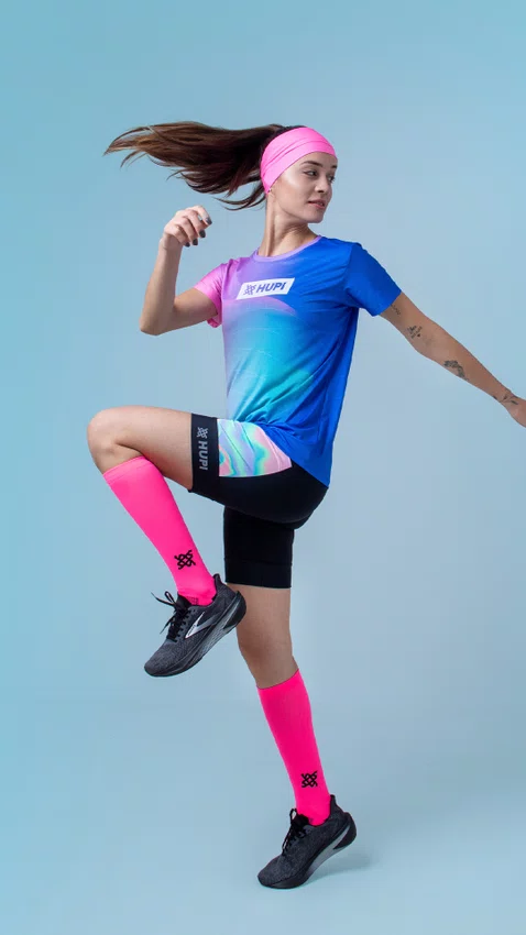 Meia Longa HUPI Lisa Rosa Neon