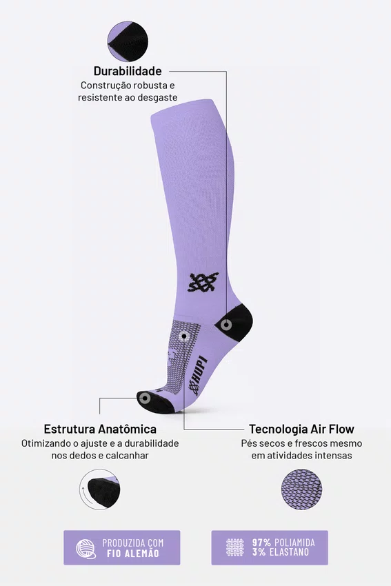 Meia Longa HUPI Roxo Liso
