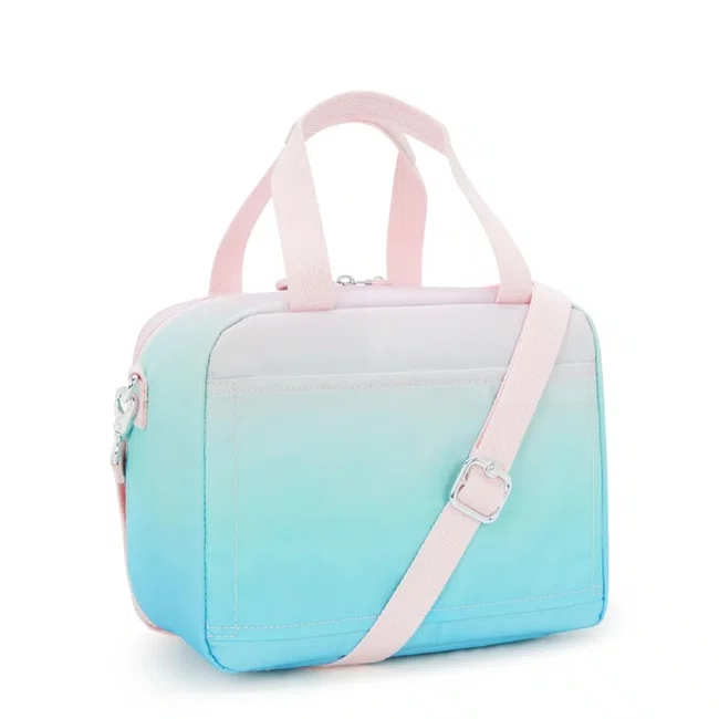 Lancheira Kipling Miyo Verde e Rosa