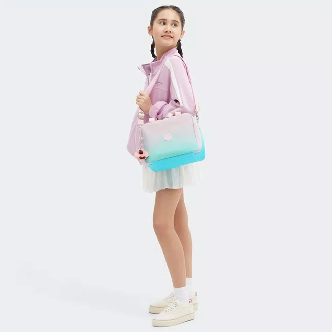 Lancheira Kipling Miyo Verde e Rosa