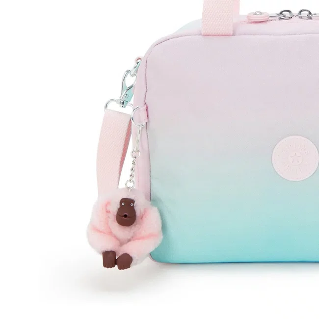 Lancheira Kipling Miyo Verde e Rosa