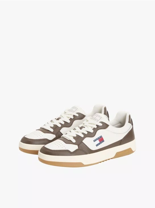 Tênis Tommy Hilfiger Leather Logo Cupsole Masculino Bege