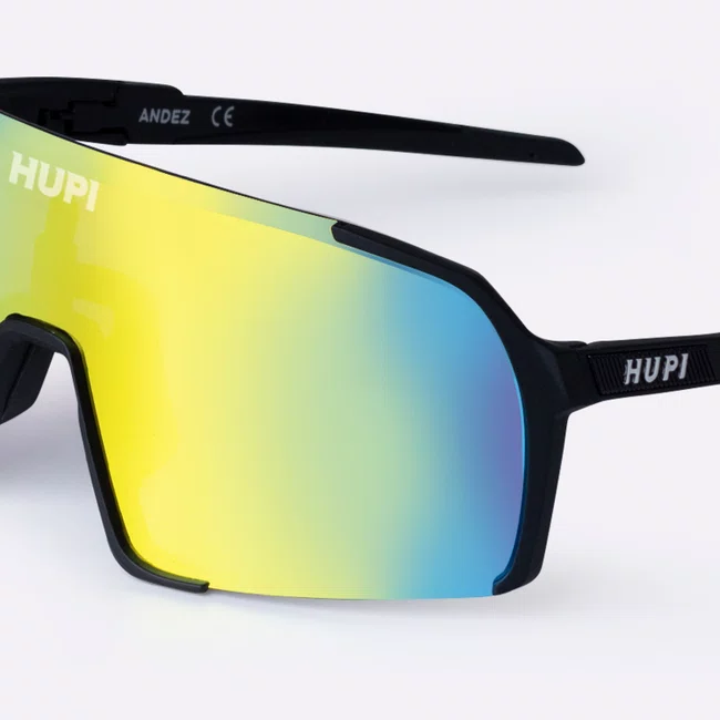 Óculos de Sol HUPI Andez Preto - Lente Dourado Espelhado