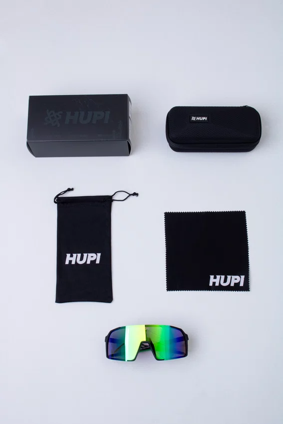 Óculos de Sol  HUPI Andez Preto/Verde - Lente Verde Espelhado