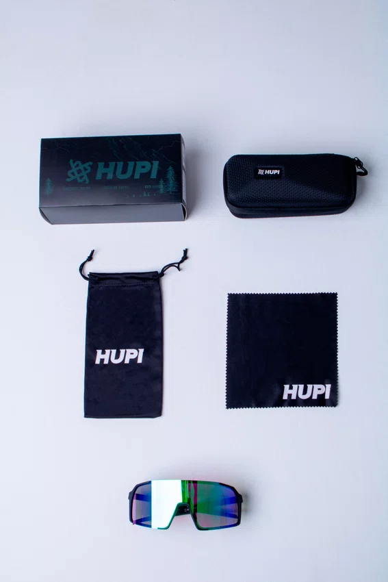 Óculos de Sol HUPI Andez Tênis Certo Preto - Lente Verde Espelhada