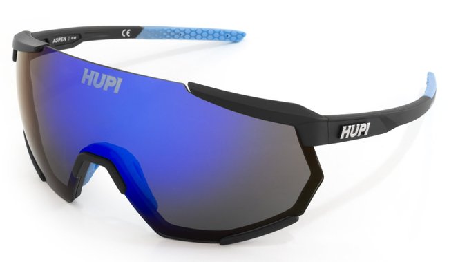 Óculos de Sol HUPI Aspen Armação Preto  Azul Lente Azul Espelhado