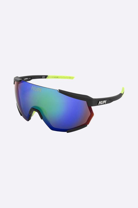 Óculos de Sol HUPI Aspen Armação Preto e Verde Lente Verde Espelhado