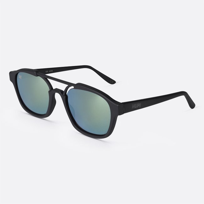 Óculos de Sol HUPI Berlin Preto Fosco Lente Verde Espelhada