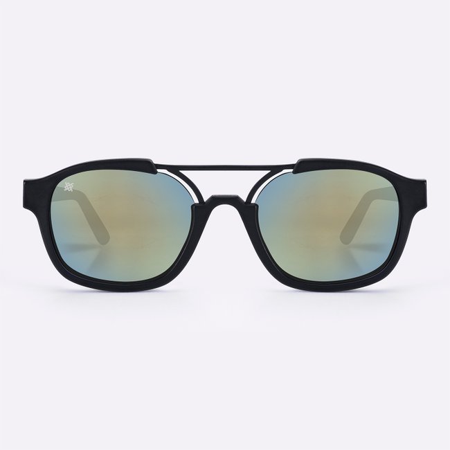 Óculos de Sol HUPI Berlin Preto Fosco Lente Verde Espelhada
