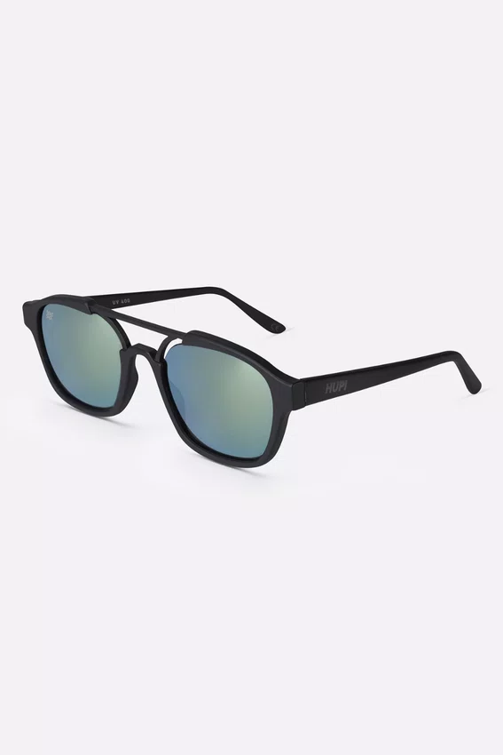 Óculos de Sol HUPI Berlin Preto Fosco Lente Verde Espelhada