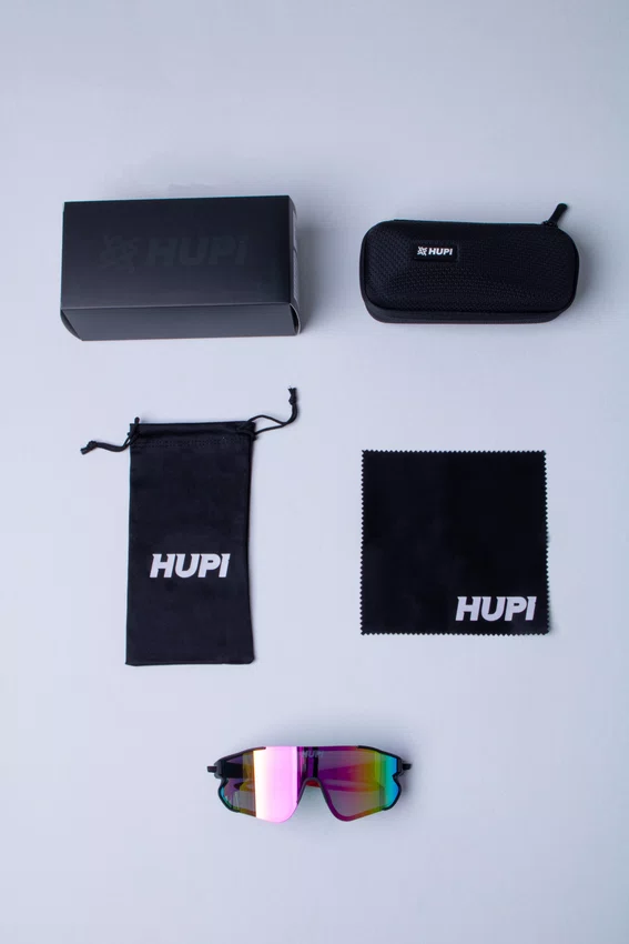 Óculos de Sol  HUPI Bornio Preto/Vermelho - Lente Rosa Espelhado