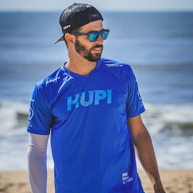 Óculos de Sol HUPI Brile Armação Preto/Azul Lente Azul Espelhado