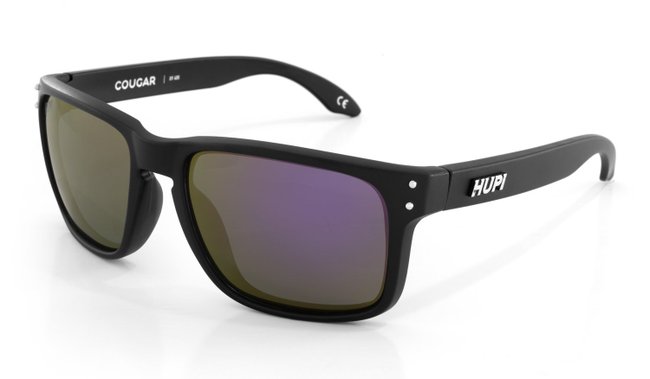 Óculos de Sol HUPI Cougar Armação Preto Lente Roxo Espelhado