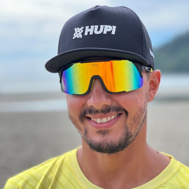 Óculos de Sol HUPI Eagle Preto/amarelo - Lente Dourado Espelhado