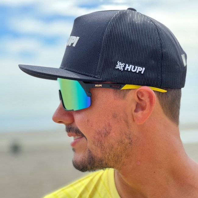 Óculos de Sol HUPI Eagle Preto/amarelo - Lente Dourado Espelhado