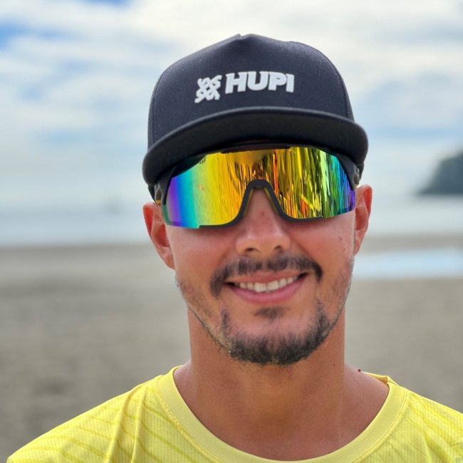 Óculos de Sol HUPI Eagle Preto/amarelo - Lente Dourado Espelhado
