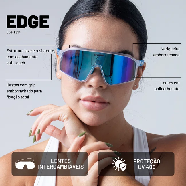 Óculos de Sol HUPI Edge Cristal Lente Azul Espelhado