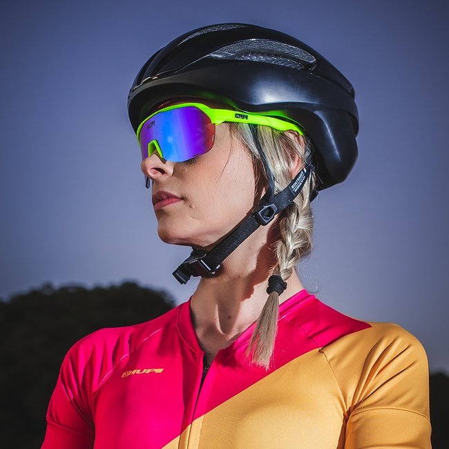 Óculos de Sol  HUPI Huez Amarelo Neon/Cinza - Lente Azul Espelhado