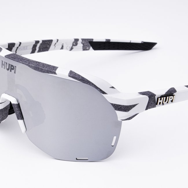 Óculos de Sol HUPI Huez Camo Preto e Cinza - Lente Prata Espelhado 