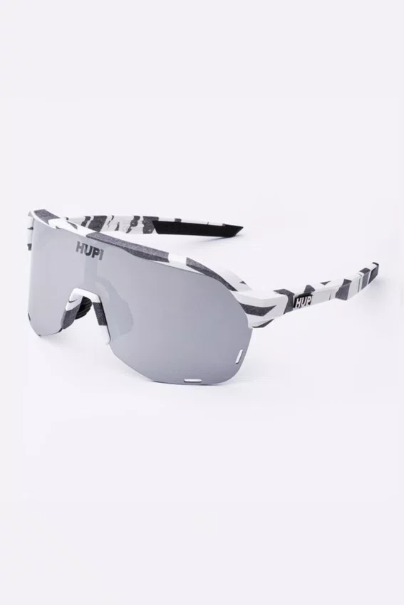 Óculos de Sol HUPI Huez Camo Preto e Cinza - Lente Prata Espelhado 