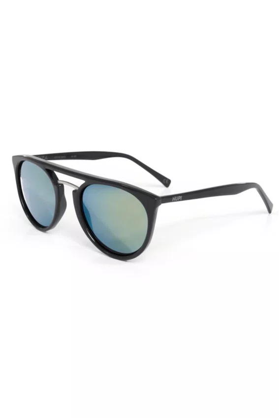Óculos de Sol HUPI Ibiza Preto Brilho - Lente Verde Espelhada