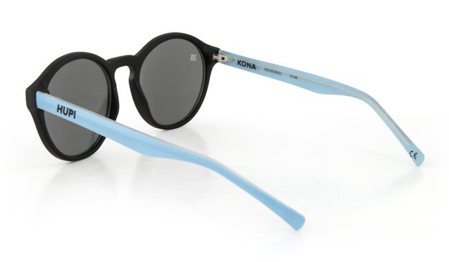 Óculos de Sol HUPI Kona Armação Preto e Azul Lente Prata
