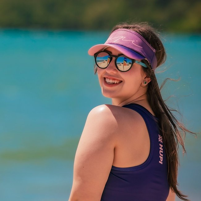 Óculos de Sol HUPI Kona Armação Preto e Azul Lente Prata