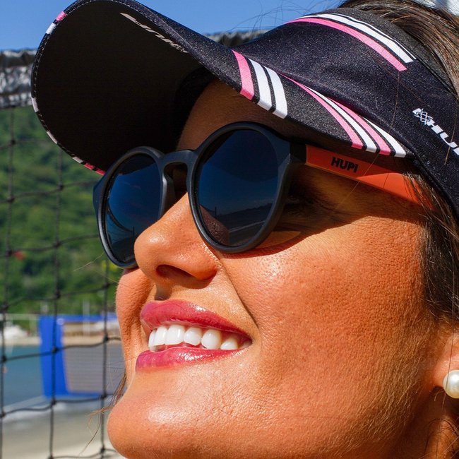 Óculos de Sol HUPI Kona Preto Fosco/Coral Lente Cinza