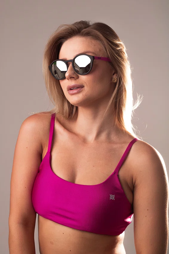 Óculos de Sol HUPI Kona Preto Pink Lente Prata